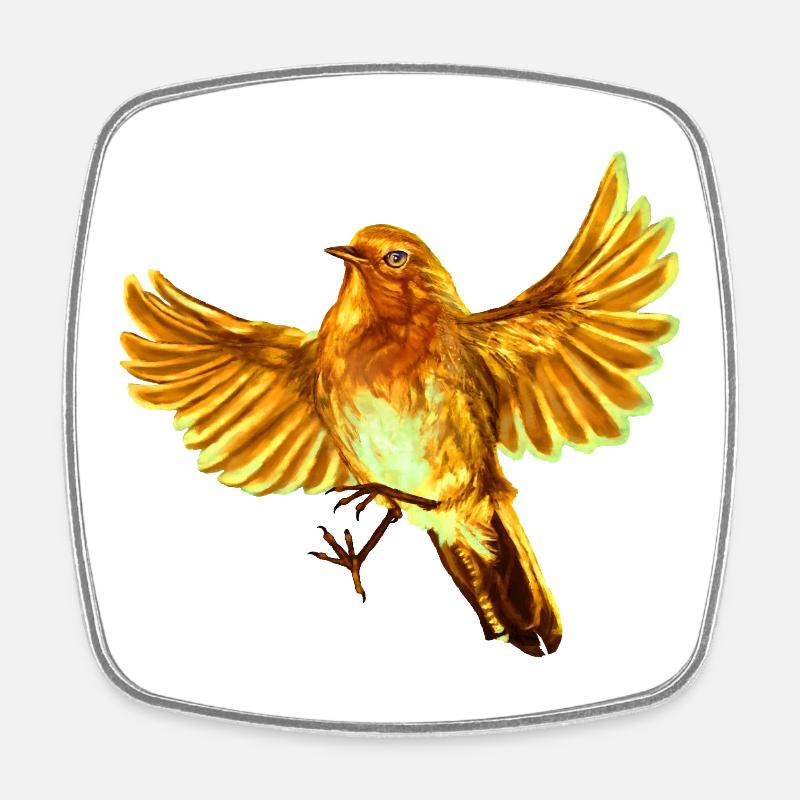 oiseau jaune - Magnet carré - blanc