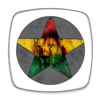 Löwenporträt mit afrikanischer Flagge - Viereckiger Kühlschrankmagnet - Weiß - Vorne