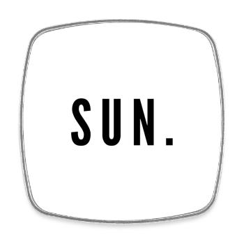 Un SOLEIL minimal. Design – Dimanche du dimanche - Magnet carré - blanc - Devant