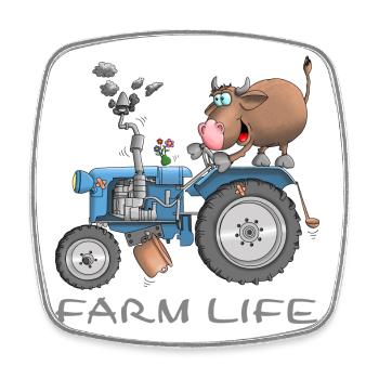 Ferme drôle - vie à la ferme - Magnet carré - blanc - Devant
