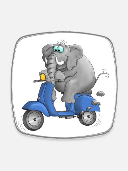 Motorroller Cartoon Comic - Viereckiger Kühlschrankmagnet - Weiß