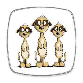 Drei Erdmännchen I Comic Geschenk I Fun Tiermotiv - Viereckiger Kühlschrankmagnet - Weiß - Vorne