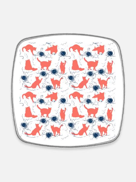 coral kittens - Square fridge magnet - white