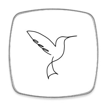 Silhouette de colibri - Simple design naturel - Magnet carré - blanc - Devant