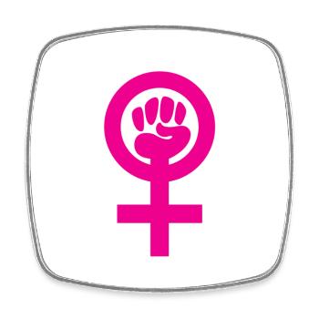 Heftiger Feminismus in Pink - Viereckiger Kühlschrankmagnet - Weiß - Vorne