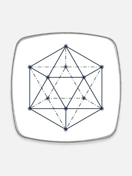 Blue Abstract Geometric Design - Square fridge magnet - white