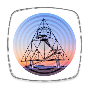 Tetraeder Kreise - Viereckiger Kühlschrankmagnet - Weiß - Vorne
