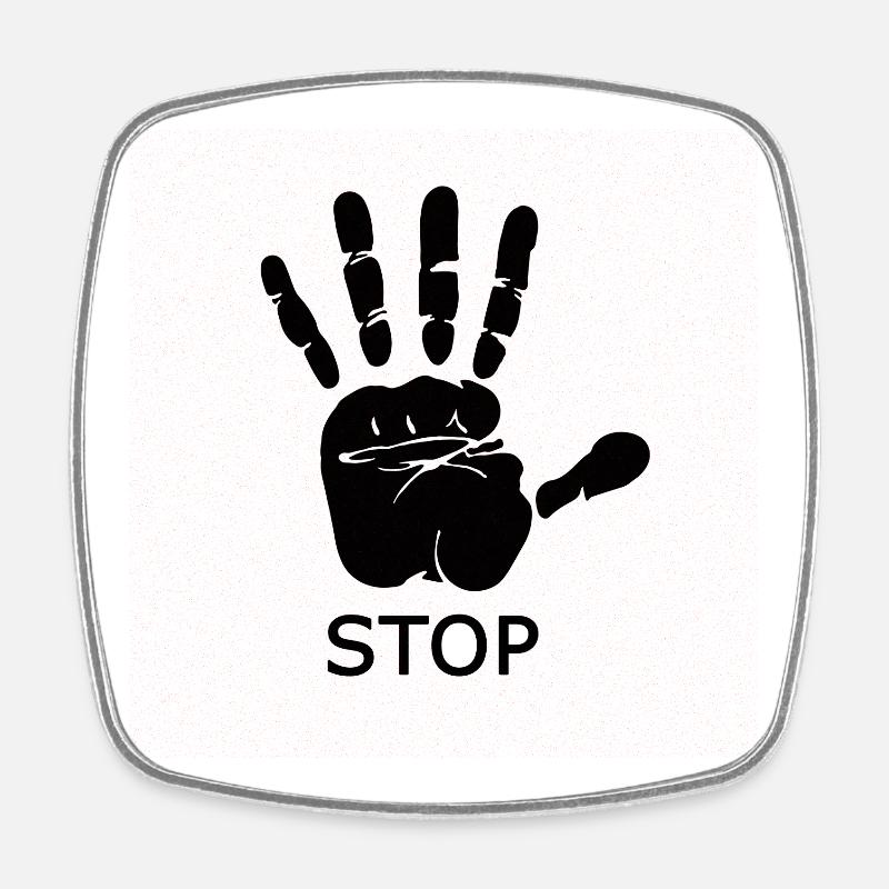 stop - Square fridge magnet - white