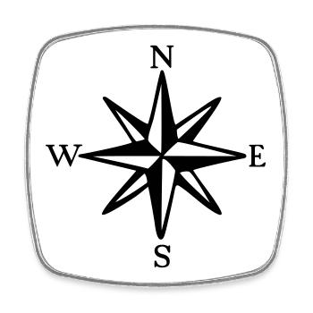 Segel Design Windrose mit Himmelsrichtungen - Viereckiger Kühlschrankmagnet - Weiß - Vorne