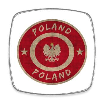 Polen Kreis Vintage Design / Geschenk Flagge - Viereckiger Kühlschrankmagnet - Weiß - Vorne