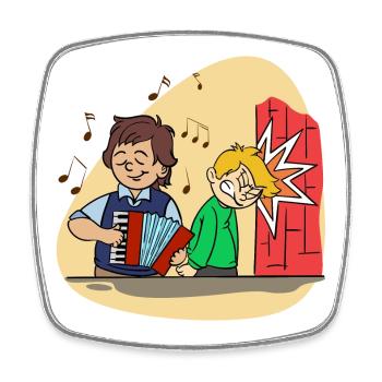 Accordéon accordéon drôle de bande dessinée - Magnet carré - blanc - Devant