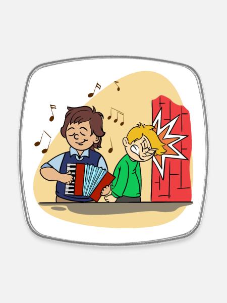 Accordéon accordéon drôle de bande dessinée - Magnet carré - blanc