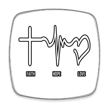 faith, hope, love, faith, hope, love, god - Square fridge magnet - white - Front