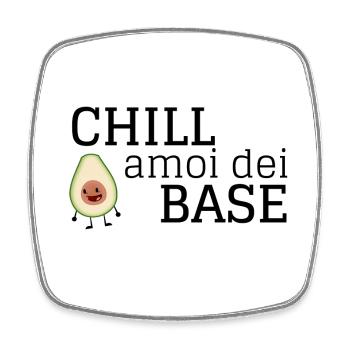 Lächelnder Avocado Clipart - Viereckiger Kühlschrankmagnet - Weiß - Vorne