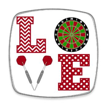 Dart Spiel Liebe Love Dartscheibe Pfeile Geschenk - Viereckiger Kühlschrankmagnet - Weiß - Vorne