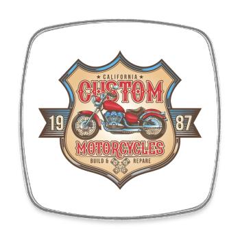 Custom Motorcycles America Motorcycle Retro Gift - Square fridge magnet - white - Front