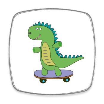 Dino doux skateboard, dinosaure, enfants de patinage - Magnet carré - blanc - Devant