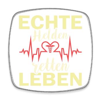 Echte Helden retten Leben -Sanitäter und Notarzt - Viereckiger Kühlschrankmagnet - Weiß - Vorne
