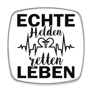 Wahre Helden sind Lebensretter - Viereckiger Kühlschrankmagnet - Weiß - Vorne