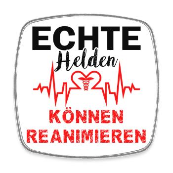 ECHTE Helden können reanimieren Ärzte Sanitäter - Viereckiger Kühlschrankmagnet - Weiß - Vorne