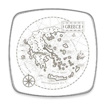 VintageKarte Griechenland - Viereckiger Kühlschrankmagnet - Weiß - Vorne