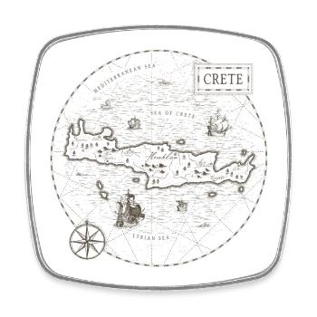 Vintage Karte Kreta - Viereckiger Kühlschrankmagnet - Weiß - Vorne