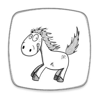 Ne pas conduire, je suis drôle cadeau de bande dessinée cheval - Magnet carré - blanc - Devant