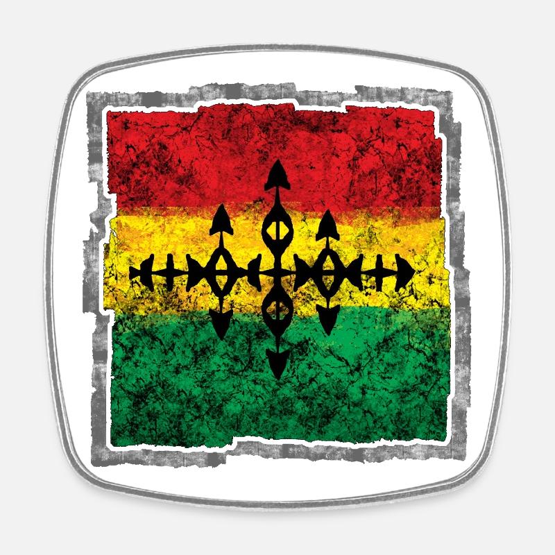 Croix de coloriage Reggae abstrait - Magnet carré - blanc