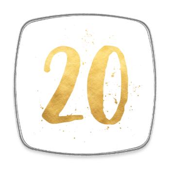 20 gold runder Geburtstag zwanzig Geschenk Zahl - Viereckiger Kühlschrankmagnet - Weiß - Vorne
