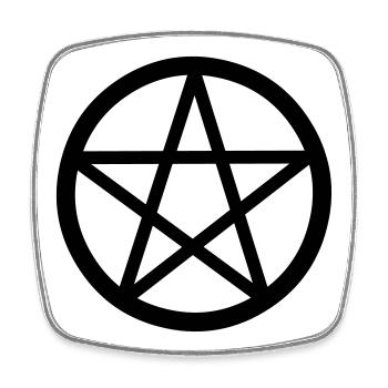 Pentagramm - Viereckiger Kühlschrankmagnet - Weiß - Vorne