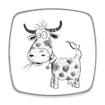 Funny Cow Drawing I Beef Comic I Dairy Cow - Square fridge magnet - white - Front