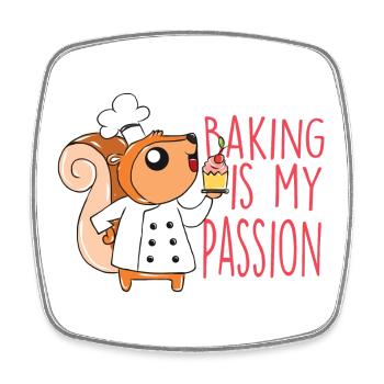 Baking squirrel - Square fridge magnet - white - Front