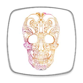 Colored Skull Ornament - Square fridge magnet - white - Front