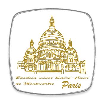 Paris Sacré-Coeur Skyline, Handzeichnung - Viereckiger Kühlschrankmagnet - Weiß - Vorne