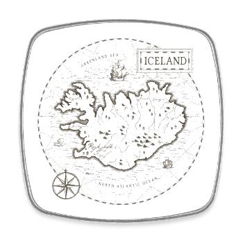 Vintage Karte Island - Viereckiger Kühlschrankmagnet - Weiß - Vorne