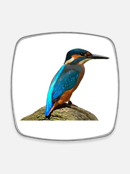 Kingfisher - Square fridge magnet - white