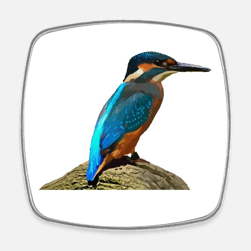 Kingfisher - Magnet carré - blanc
