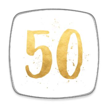 50 or rond anniversaire cinquante numéro de cadeau - Magnet carré - blanc - Devant