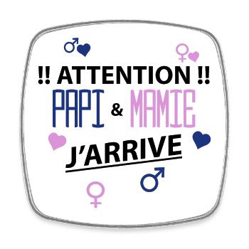 papi mamie j'arrive - Magnet carré - blanc - Devant