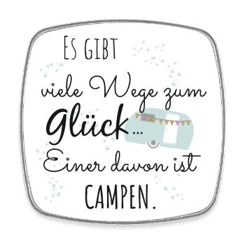 Camping Glück Campen Camper Zelt Spruch Geschenk - Viereckiger Kühlschrankmagnet - Weiß - Vorne