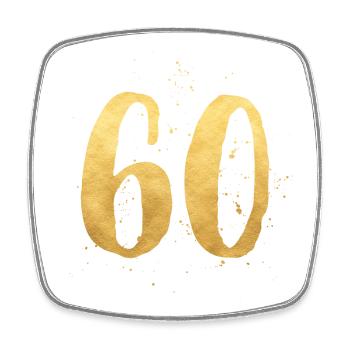 60 gold runder Geburtstag sechzig Geschenk Zahl - Viereckiger Kühlschrankmagnet - Weiß - Vorne