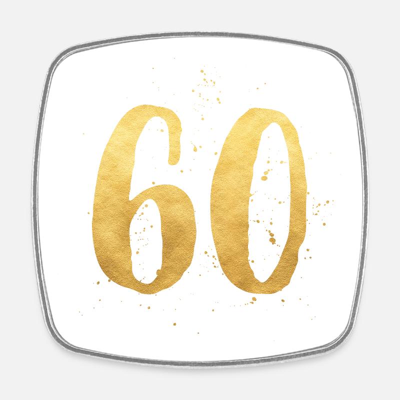 60 gold runder Geburtstag sechzig Geschenk Zahl - Viereckiger Kühlschrankmagnet - Weiß