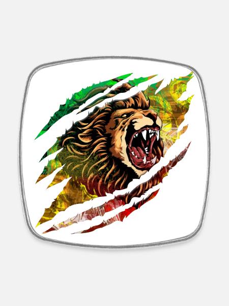 Lion Storm Color Explosion - Square fridge magnet - white