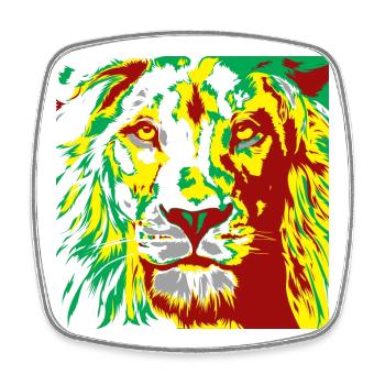 Lion dans le sprint couleur reggae - Magnet carré - blanc - Devant