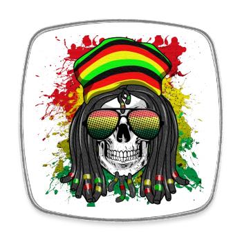 Rasta Skull in rainbow style - Square fridge magnet - white - Front