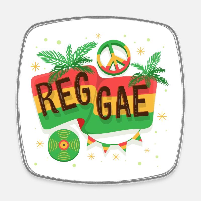 Reggae Flag Rainbow Vibe - Square fridge magnet - white