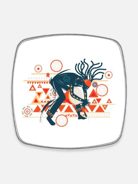 Vibrant Tribal Beast - Square fridge magnet - white