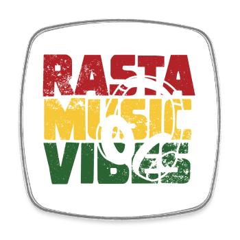 RASTA MUSIC VIBES - Magnet carré - blanc - Devant