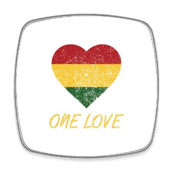 Rastafari Herz One Love - Viereckiger Kühlschrankmagnet - Weiß - Vorne