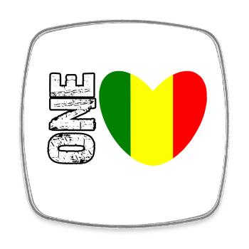 Cœur du drapeau du Mali avec un texte DISPARU - Magnet carré - blanc - Devant